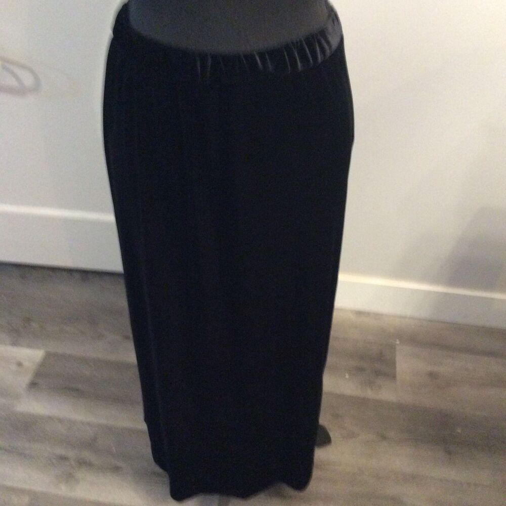 Quacker Factory Black Velvet Feel Skirt Maxi Stretch Size Large L